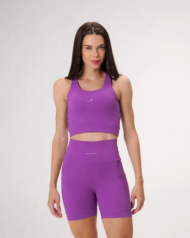 Conjunto Cross roxo, de frente